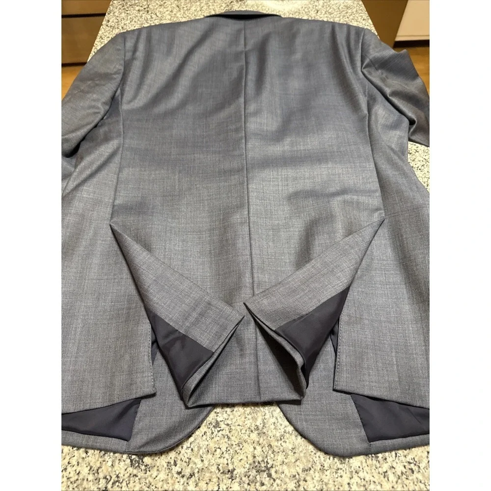Jos A Bank Traveler Blazer Mens 44R 100% Wool‎ Slim Fit Travel Blue Woven Jacket